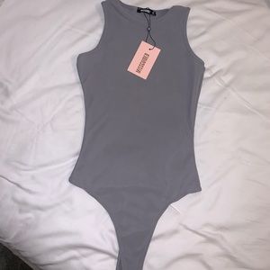 Missguided gray halter body suit